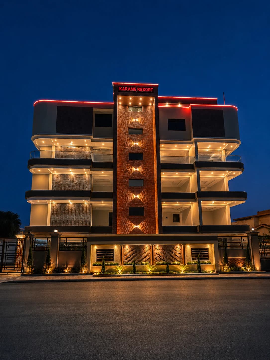 Owner-supplied visualisation of the Kimihurura apartment building at dusk