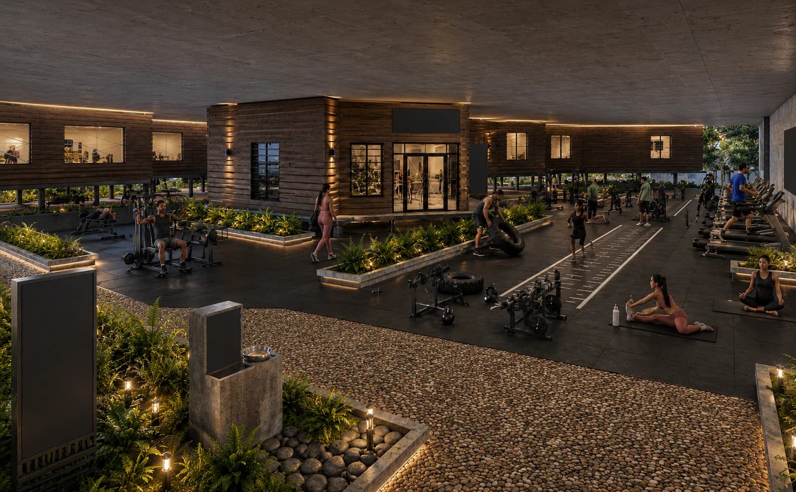 Project visualisation of an open-air fitness setting