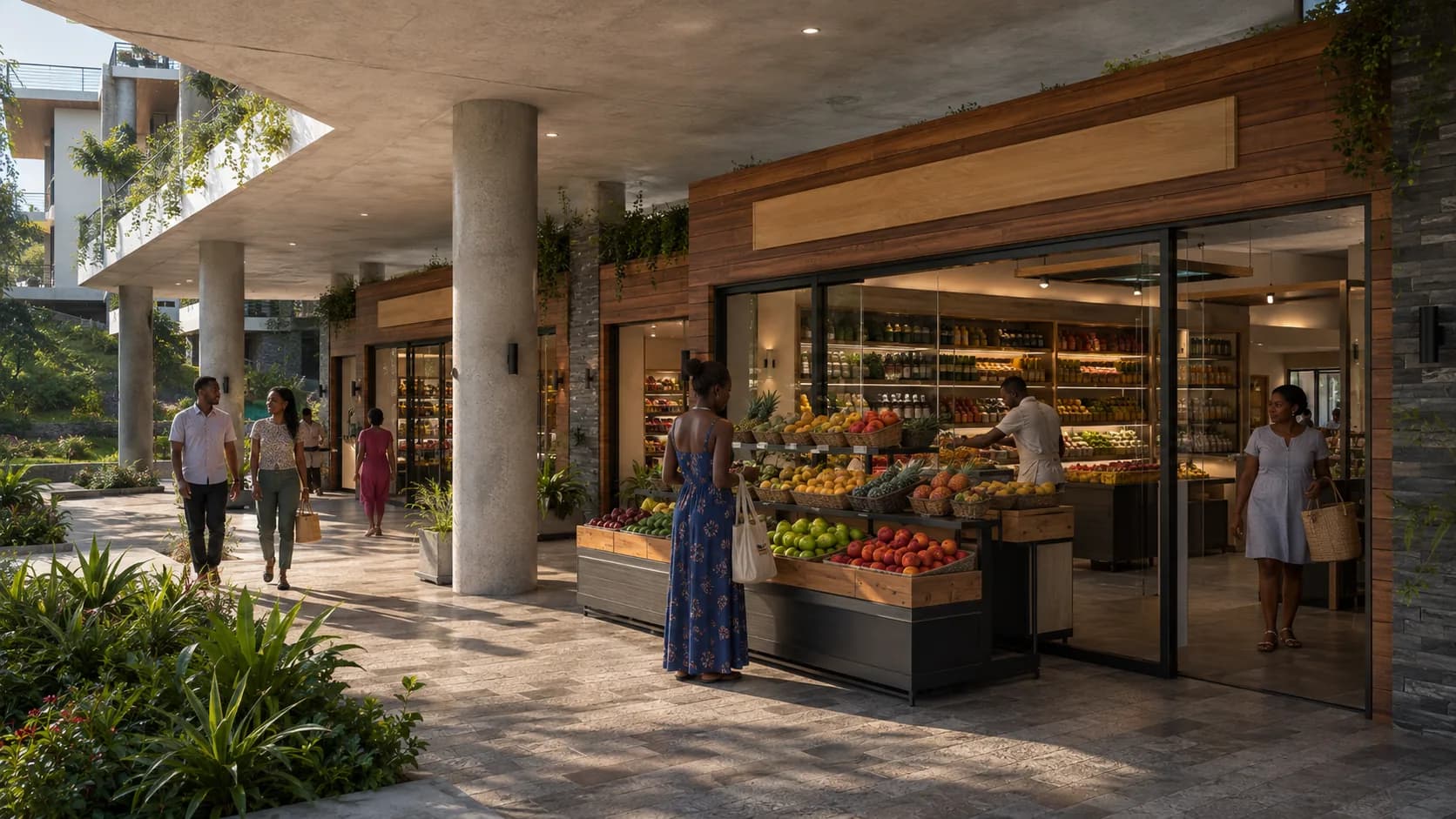 Project visualisation of a planned neighbourhood shop at Royal Crest Estate