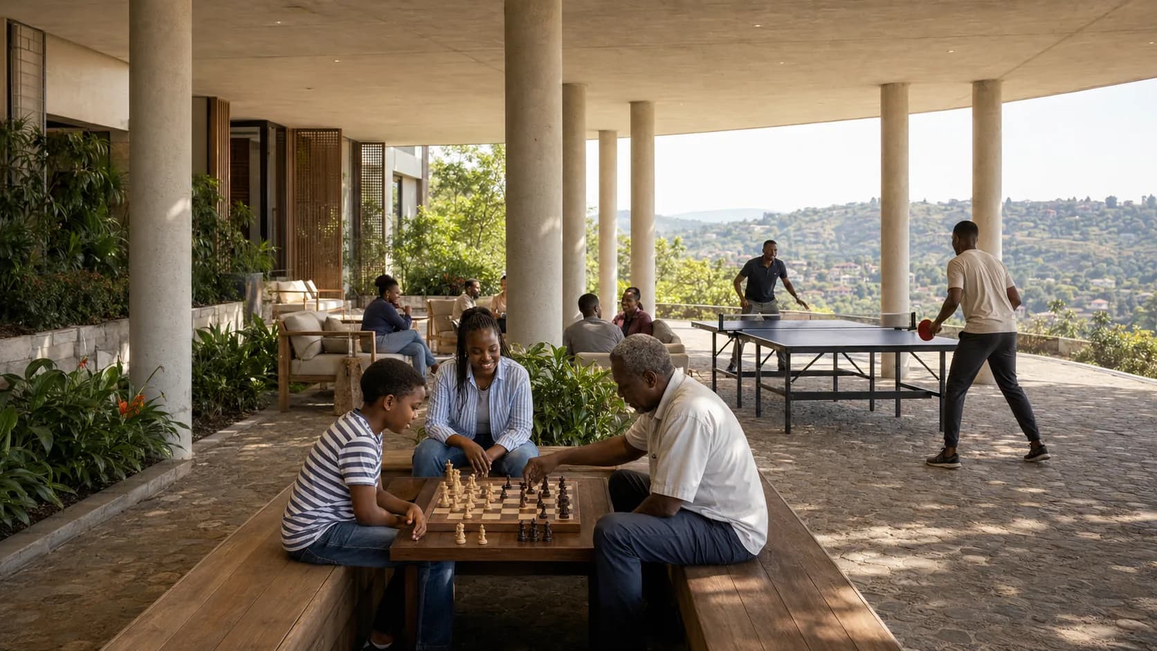 Project visualisation of chess and table tennis in a Royal Crest recreation area